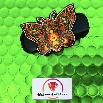 PASADOR DE PELO CLIP CABELLO HORQUILLA ADORNO Mariposa tattoo tradicional 