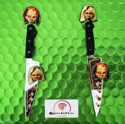 PENDIENTES CHUCKY EARRINGS TIFFANY EARRINGS CARTOON EARRINGS Pendientes Halloween cuchillo  