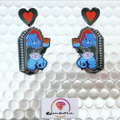 Pendientes oso amoroso pendientes bear earrings handmade earrings glitter earrings lovely earrings care bears earrings osos