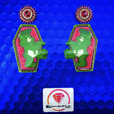 Pendientes oso amoroso pendientes bear earrings handmade earrings glitter earrings lovely earrings care bears earrings ataúd ataúd Frankenstein Halloween 