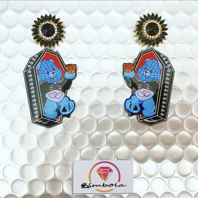 Pendientes oso amoroso pendientes bear earrings handmade earrings glitter earrings lovely earrings care bears earrings osos