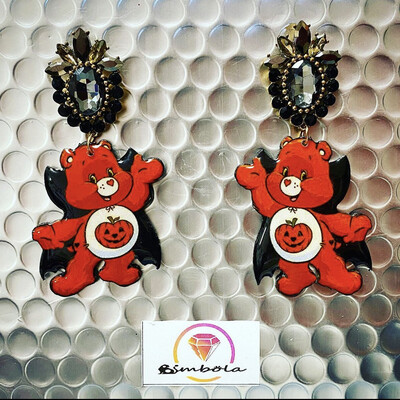 Pendientes oso amoroso pendientes bear earrings handmade earrings glitter earrings lovely earrings care bears earrings 