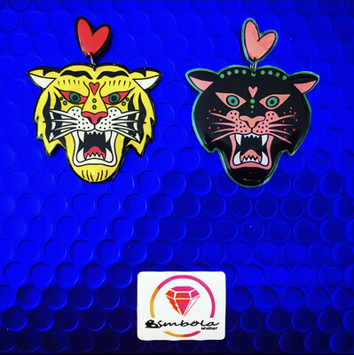 Pendientes tigre Pendientes pin up earrings pendientes tattoo earrings Pendientes TURBANTES MUTANTES design pendientes old school earrings