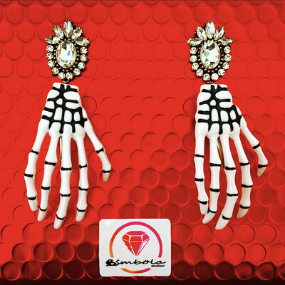Pendientes Halloween earrings pendientes huesos pendientes manos blancas pendientes esqueletos skull earrings  