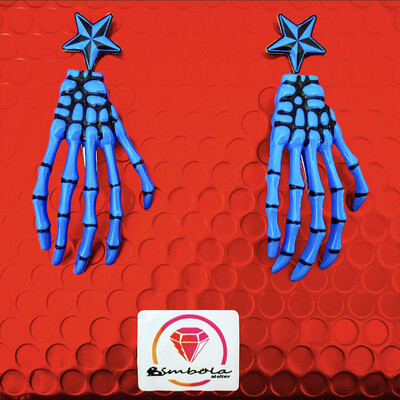 Pendientes Halloween earrings pendientes huesos pendientes manos azules pendientes esqueletos skull earrings  