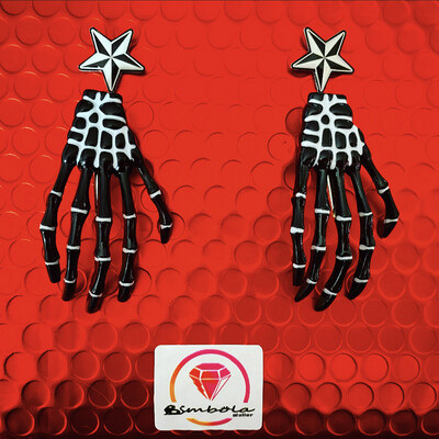 Pendientes Halloween earrings pendientes huesos pendientes manos negras pendientes esqueletos skull earrings  