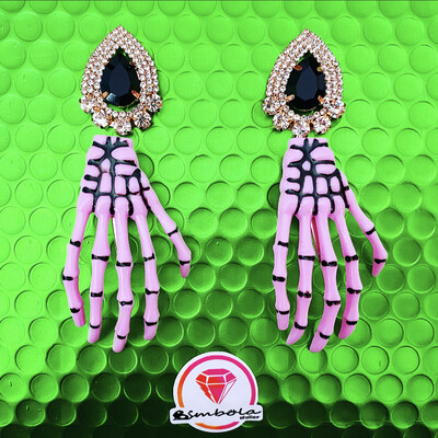 Pendientes Halloween earrings pendientes huesos pendientes manos rosas pendientes esqueletos skull earrings  