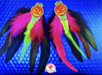 PENDIENTES HALLOWEEN EARRINGS Pendientes CALABAZA pendientes plumas