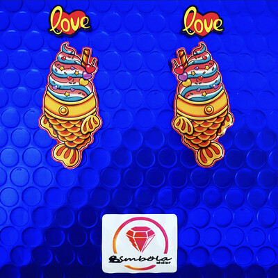 Pendientes Taiyaki earrings Pendientes helado pez pescado fish ice cream earrings Candy earrings