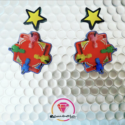 Pendientes juego de mesa pendientes tragabolas game earrings Pendientes reversibles hipopótamos 