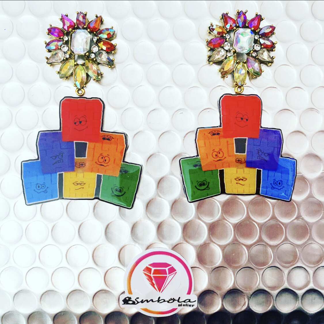Pendientes juego de mesa game board earrings Pendientes puzzle earrings pendientes reversibles 