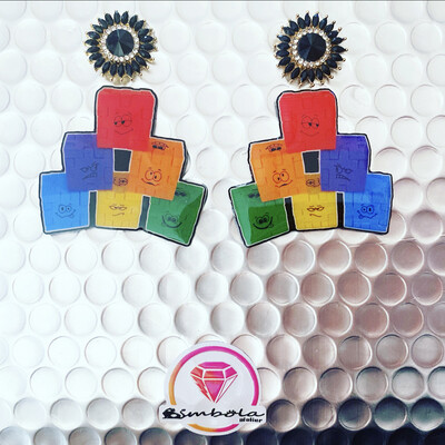 Pendientes juego de mesa game board earrings Pendientes puzzle earrings pendientes reversibles 