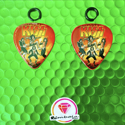 Pendientes rockeros pendientes púa rock earrings pendientes kiss handmade earrings glitter earrings spike earrings 
