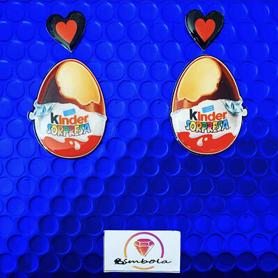 PENDIENTES HUEVO KINDER FUNNY HANDMADE EARRINGS CHOCOLATE 