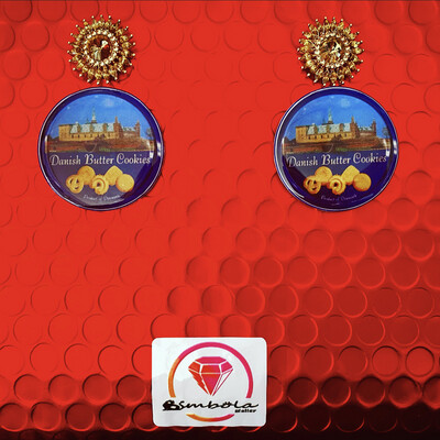 Pendientes galletas de mantequilla danish butter cookies earrings caja de hilos 
