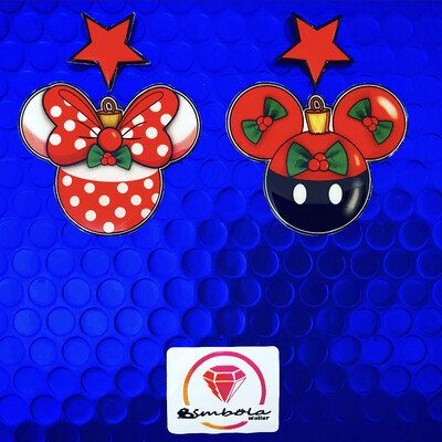 Pendientes Mouse earrings Freak earrings Christmas earrings Pendientes Navidad peppermint candy cane bolas de navidad Micke