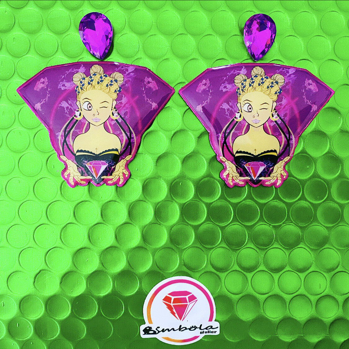 Pendientes diamante Pendientes logotipo Pendientes Bimbola
