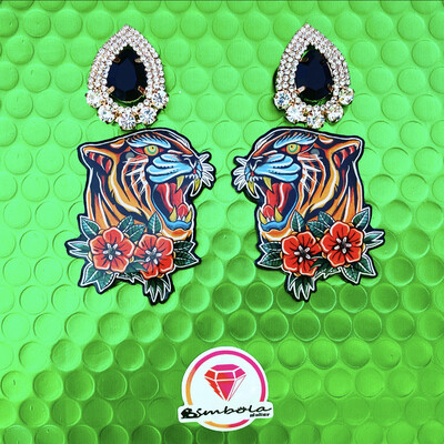 PENDIENTES tigre tiger earrings tattoo old school earrings EXCLUSIVE DESIGN ENTE SHOP