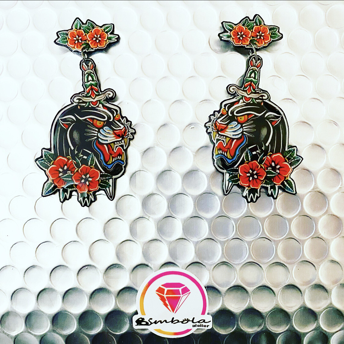 PENDIENTES tigre tiger earrings tattoo old school earrings Pendientes pantera Panther EXCLUSIVE DESIGN ENTE SHOP