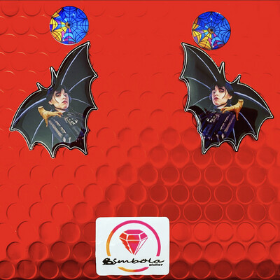 Pendientes miércoles Addams Wednesday earrings Pendientes Merlina miercoles ENTE SHOP DESIGN 