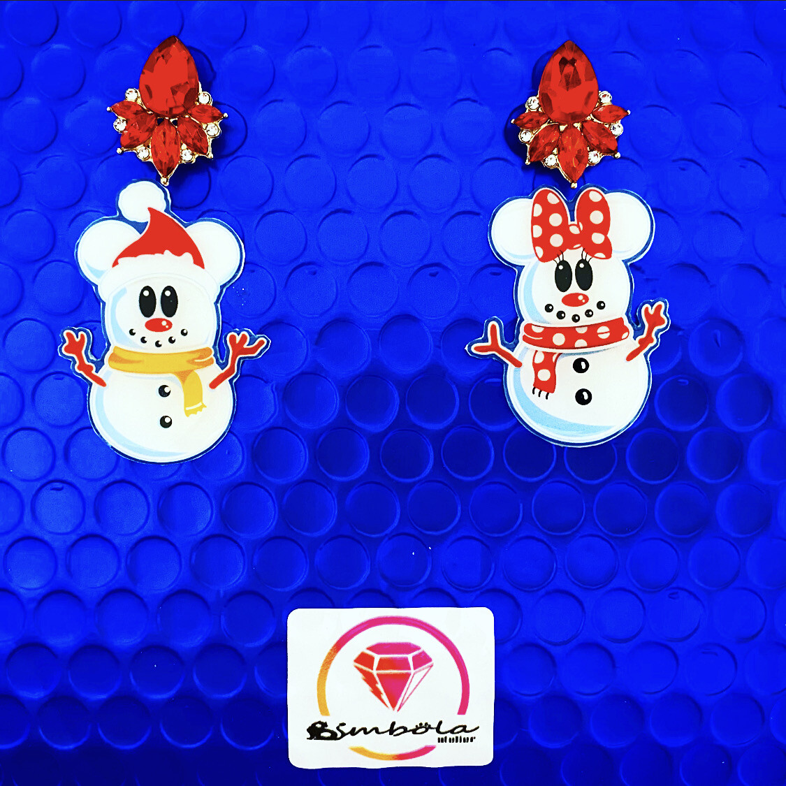Pendientes muñeco de nieve snowman earrings pendientes micke Christmas earrings pendientes Navidad mouse earrings 