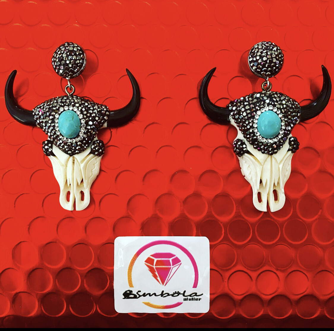 Pendientes búfalos circonitas glitter earrings handmade earrings resina OX EARRINGS PENDIENTES BUEY LUXURY bufalo