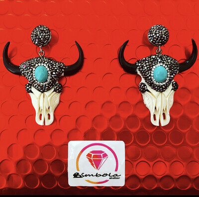 Pendientes búfalos circonitas glitter earrings handmade earrings resina OX EARRINGS PENDIENTES BUEY LUXURY bufalo