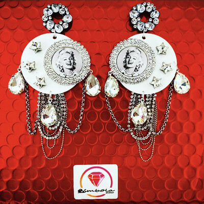 Pendientes Marilyn Monroe earrings pendientes strass pendientes princesa pendientes pedrería metacrilato 