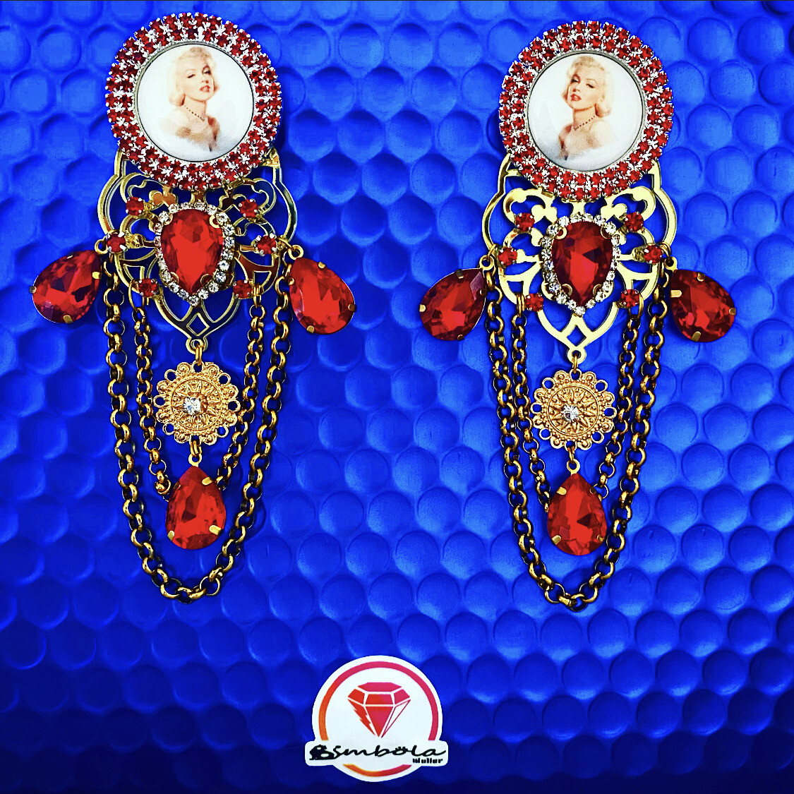 Pendientes Marilyn Monroe earrings pendientes strass pendientes princesa pendientes pedrería metacrilato 