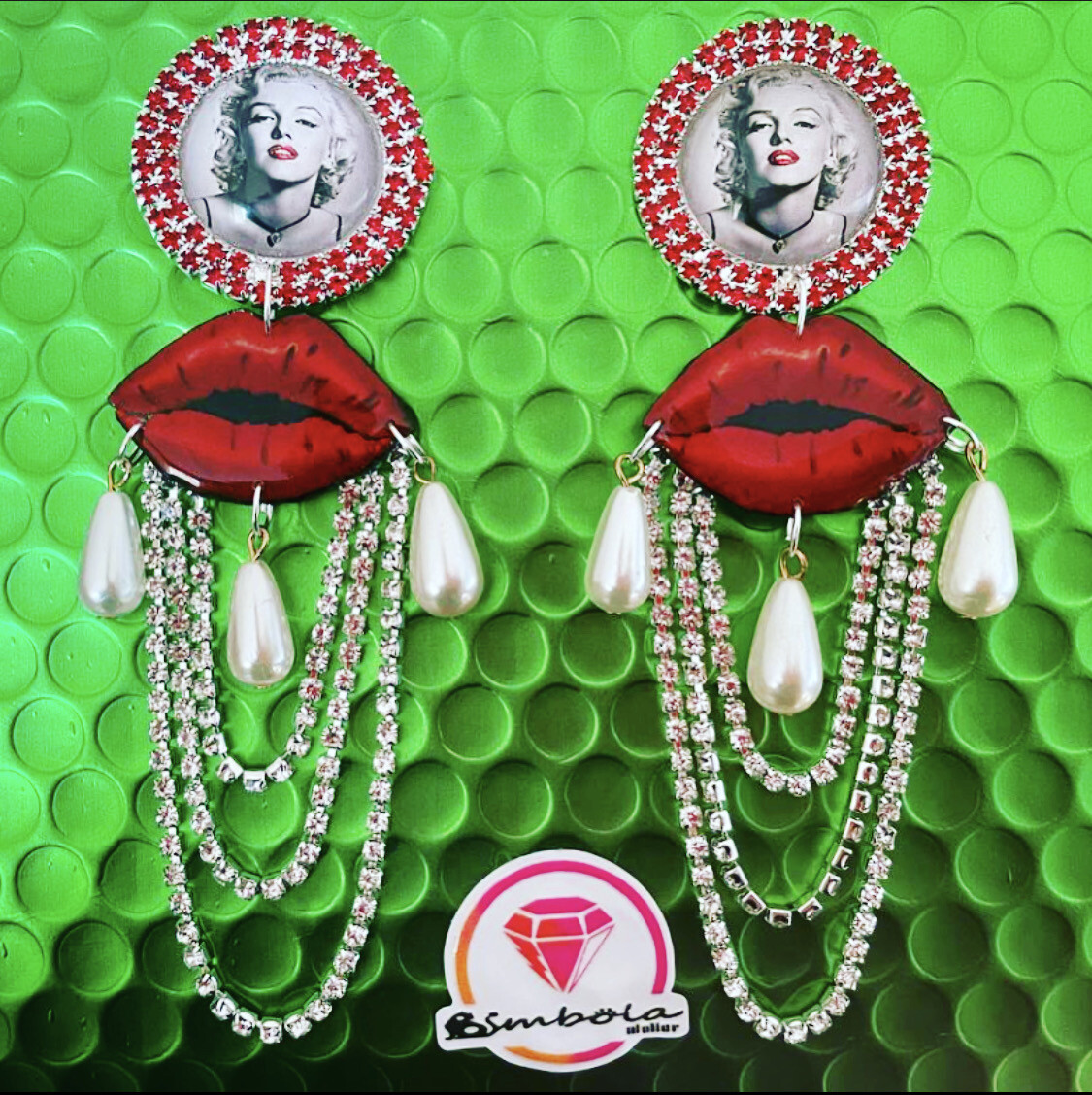 Pendientes Marilyn Monroe earrings pendientes labios strass perlas pendientes princesa 