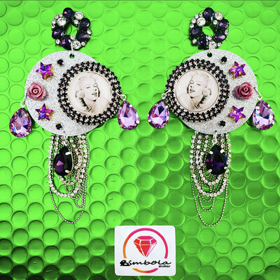 Pendientes Marilyn Monroe earrings pendientes strass pendientes princesa pendientes pedrería metacrilato 