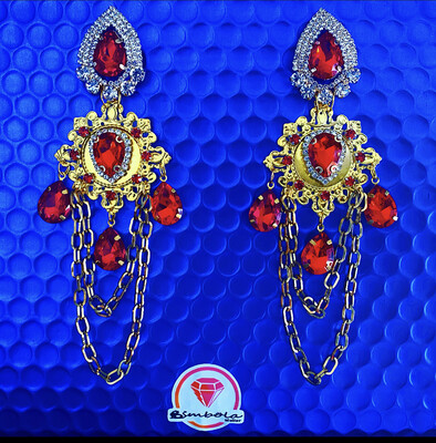 Pendientes rojos red earrings pendientes strass pendientes princesa pendientes pedrería metacrilato 