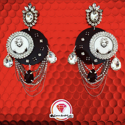 Pendientes Madonna earrings pendientes strass pendientes princesa pendientes pedrería metacrilato 