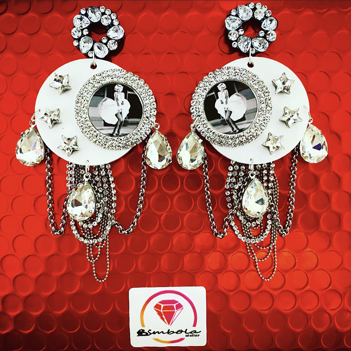 Pendientes Marilyn Monroe earrings pendientes strass pendientes princesa pendientes pedrería metacrilato 