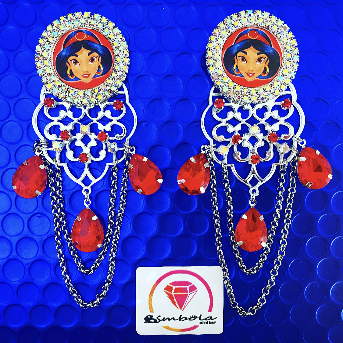 Pendientes Yasmine pendientes tigre tiger Earrings pendientes Aladd Yasmin earrings pendientes metacrilato acrylic earrings Pendientes espejo mirror earrings pendientes princesa Jasmine