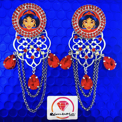 Pendientes Yasmine pendientes tigre tiger Earrings pendientes Aladd Yasmin earrings pendientes metacrilato acrylic earrings Pendientes espejo mirror earrings pendientes princesa Jasmine