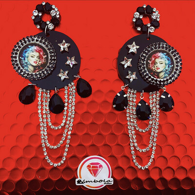 Pendientes Marilyn Monroe earrings pendientes strass pendientes princesa pendientes pedrería metacrilato 
