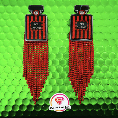 Pendientes perfume parfum earrings strass Chane 