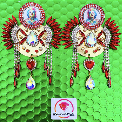 Pendientes Marilyn Monroe earrings pendientes strass pendientes princesa pendientes pedrería metacrilato 