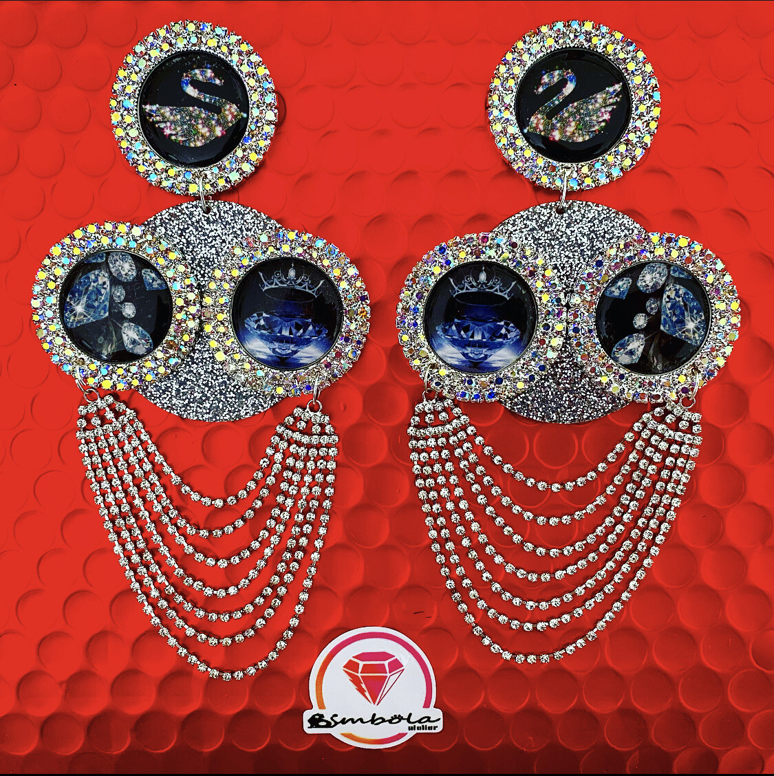Pendientes princesa pendientes cisne metacrilato luxury strass diamante Swarovsk