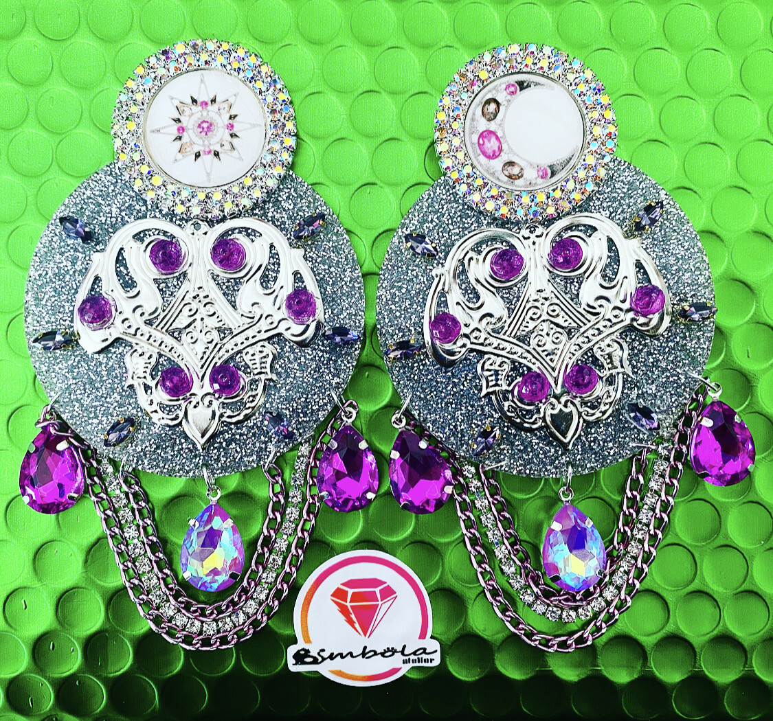 Pendientes corona pendientes strass pendientes princesa pendientes pedrería sol y luna 