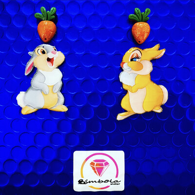 PENDIENTES CONEJO RABBIT EARRINGS FUNNY EARRINGS HANDMADE EARRINGS TAMBOR DIBUJOS ANIMADOS