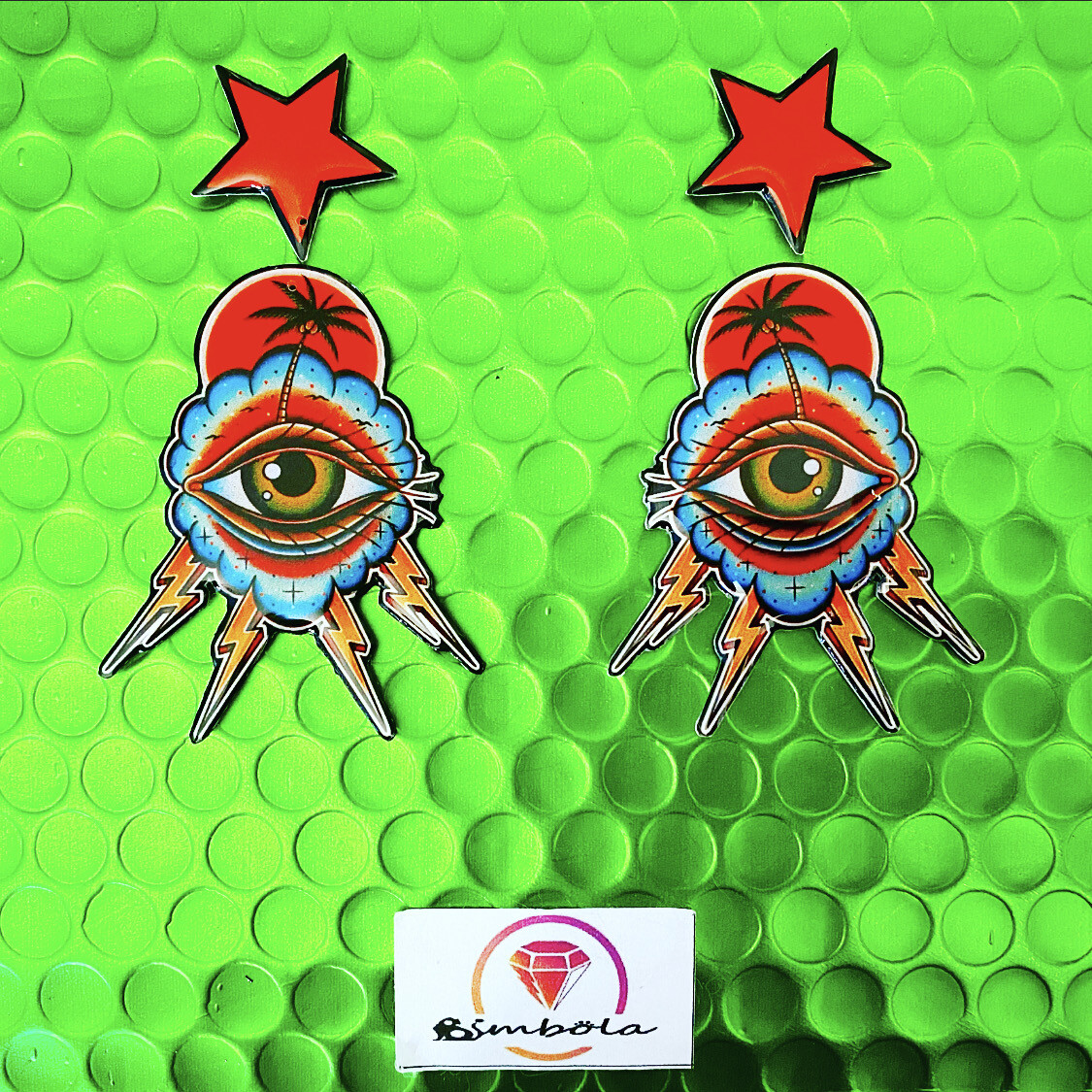 Pendientes ojo tatuaje Tattoo earrings pendientes tradicional pendientes traditional rayo trueno