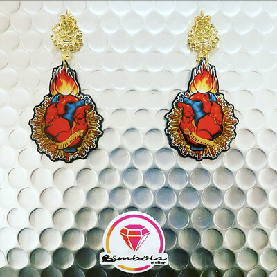 PENDIENTES CORAZÓN HEART EARRINGS ONE LOVE TATTOO HANDMADE EXCLUSIVE DESIGN ENTE SHOP corazón san Valentín 