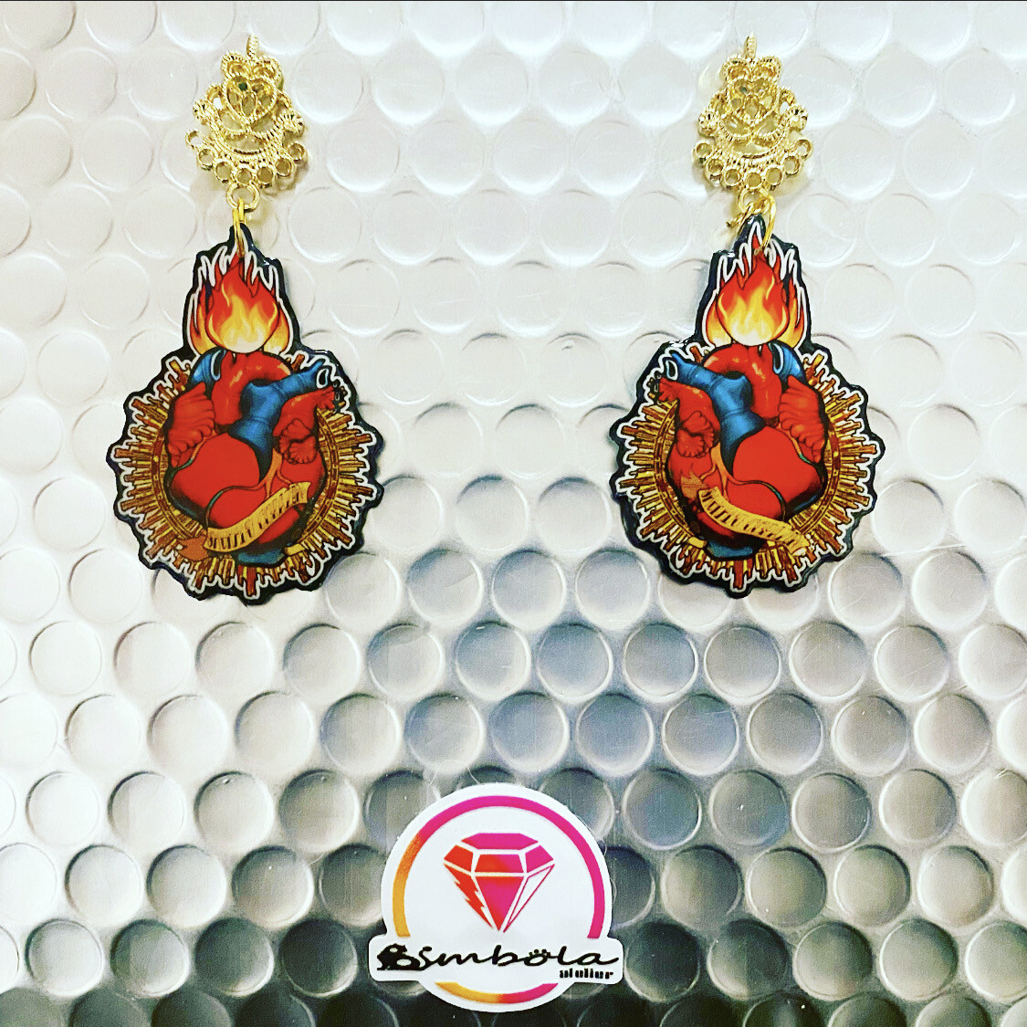 PENDIENTES CORAZÓN HEART EARRINGS ONE LOVE TATTOO HANDMADE EXCLUSIVE DESIGN ENTE SHOP corazón san Valentín 