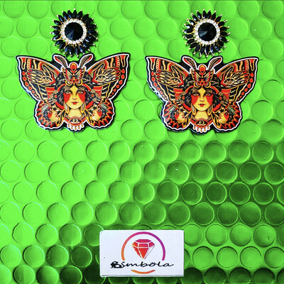  Pendientes tattoo earrings pendientes tatuaje tradicional calavera polilla skull pendientes mariposa butterfly earrings