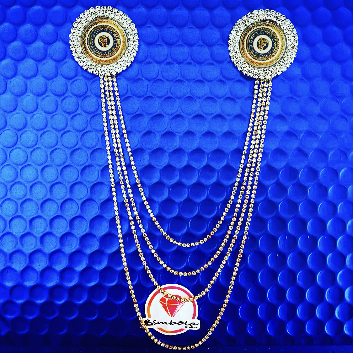 BI-PIN STRASS Pin broche doble Cadena strass Broche hombre