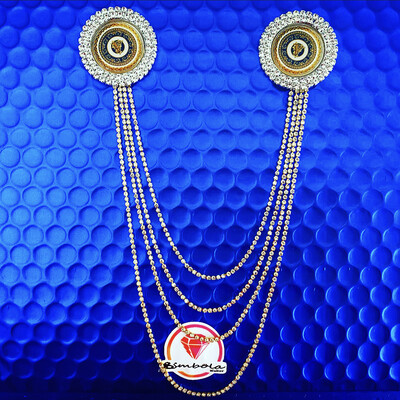 BI-PIN STRASS Pin broche doble Cadena strass Broche hombre
