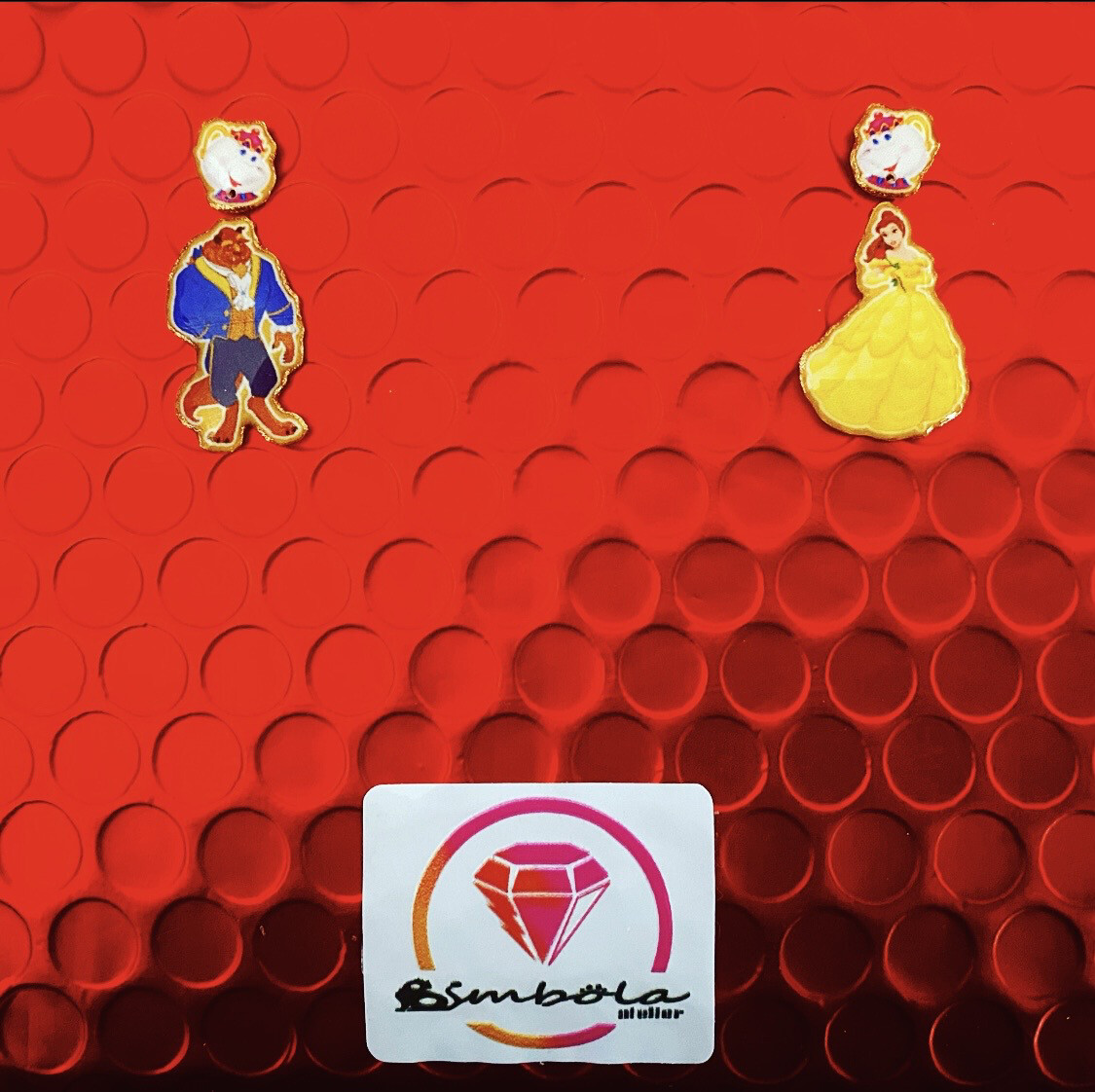 PENDIENTES BELLA PENDIENTES BESTIA BEAUTY BEAST EARRINGS pendientes dibujos animados cartoon earrings Bimbolitos