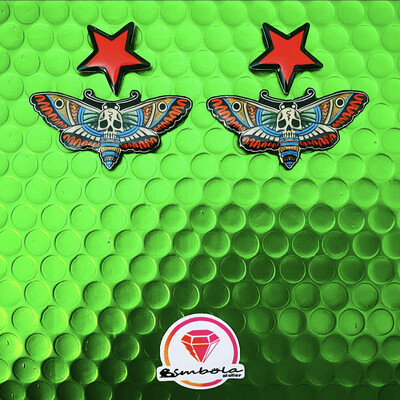 Pendientes polilla moth earrings tattoo old school earrings mariposa EXCLUSIVE DESIGN ENTE SHOP